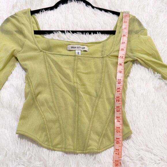 Women Urban Outfitters Persephone Mesh Corset Top in Green Lime Size Medium - Picture 8 of 8